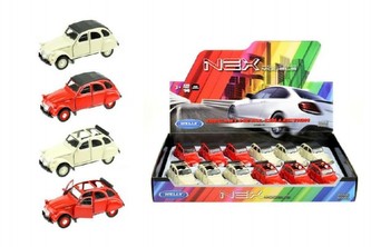 Auto Welly Citroën 2CV kov 11cm asst 4 druhy volný chod 12ks v boxu