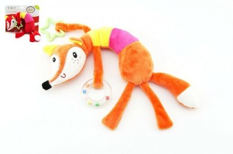 Liška plyš chrastítko 18cm asst 2 barvy na kartě