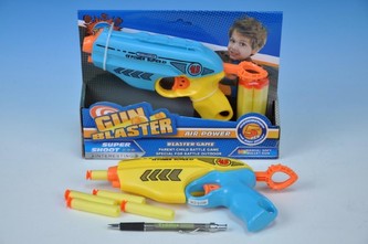 Pistole Blaster na pěnové náboje plast 23cm s náboji asst 2 barvy v krabičce