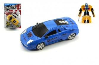 Auto robot/transformer s doplňky plast 16cm, 2 barvy, na kartě - 1 kus