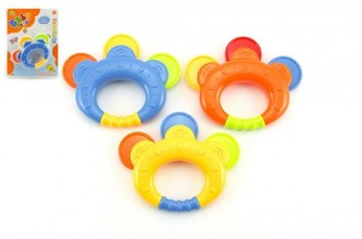 Chrastítko plast 12cm asst 3 barvy na kartě 3m+