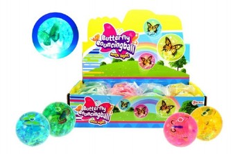Míček/hopík motýl svítící 7,5cm, 4 barvy - 1 kus