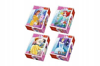 Minipuzzle Princess/Disney 54 dílků; 4 druhy; v krabičce 6x9x4cm