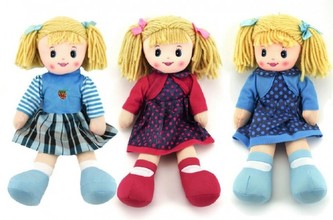 Panenka hadrová plyš 40cm 3 barvy v sáčku, 1 kus