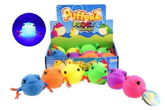 Míček gumový chlupatý žába svítící 10cm