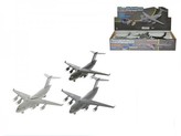 Letadlo vojenské se světlem a zvukem na baterie 22 cm kov/plast zpětný chod, 3 barvy (1ks v balení)