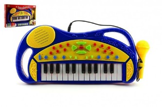 Piánko/Varhany s mikrofonem na baterie plast 38 cm, 2 barvy (1ks v krabici)