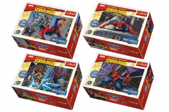 Minipuzzle Spiderman/Disney 54 dílků; 4 druhy; v krabičce 6x9x4cm