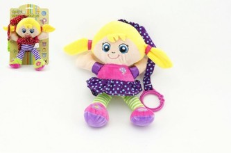 Panenka s chrastítkem plyš 23cm závěs na postýlku/kočárek 2 barvy na kartě 0+