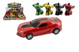 Transformer auto/robot plast 12cm asst 4 barvy na setrvačník 8ks v boxu