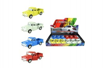 Auto Welly 1955 Chevrolet Stepside kov 12cm asst 4 barvy volný chod 12ks v boxu