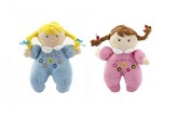 Panenka s chrastítkem plyš 22cm asst 2 barvy v sáčku