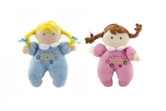 Panenka s chrastítkem plyš 22cm asst 2 barvy v sáčku