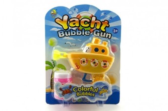 Bublifuk pistole lodička plast 13cm asst 3 barvy na kartě