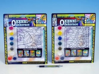 Okenní dekorace 8 barev + štětec asst 4 druhy na kartě