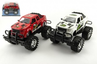 Auto terénní velká kola plast 30cm na setrvačník asst 2 barvy v krabici