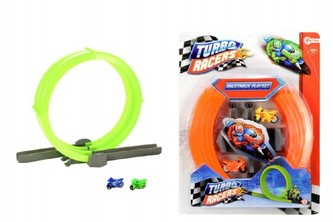 Dráha závodní+2 motorky na setrvačník plast asst 2 barvy na kartě