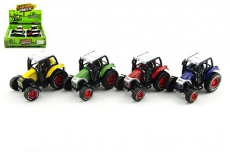 Traktor kov 9cm na zpětné natažení, 4 barvy - 1 kus