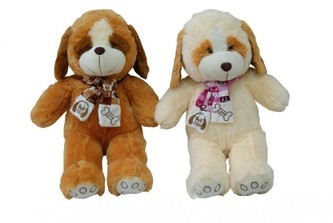 Pes se šálou plyš 53 cm, 2 barvy (1ks v sáčku) 0+