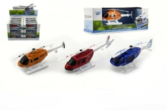 Vrtulník/Helikoptéra kov/plast 10cm, 3 barvy, v krabičce - 1 kus