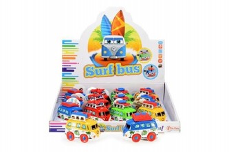 Autobus plast 9cm na setrvačník asst 4 druhy 12ks v boxu