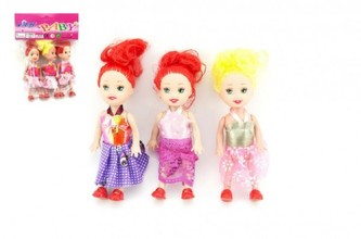 Panenka plast 10cm 3ks asst 4 druhy v sáčku