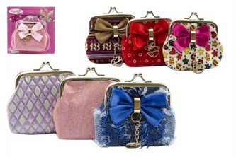 Peněženka dívčí látka/kov 9cm asst mix barev na kartě