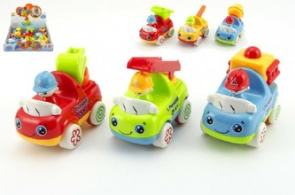 Auto/Autíčko plast 10cm na setrvačník asst 6 druhů 6ks v boxu  12m+