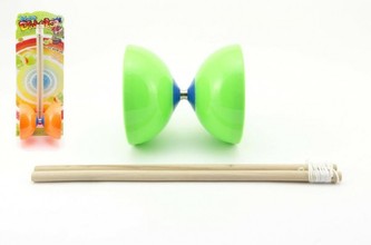 Diabolo velké sada plast/dřevo/kov 35x13cm, 2 barvy, na kartě - 1 kus