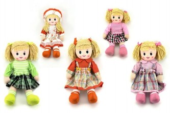 Panenka hadrová plyš 50 cm, 6 barev (1ks v sáčku)