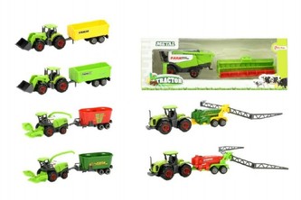 Traktor s vlečkou plast 16cm asst 5 druhů v krabičce