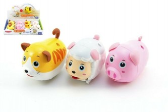 Zvířátko chodící plast 8cm na baterie asst mix druhů 8ks v boxu