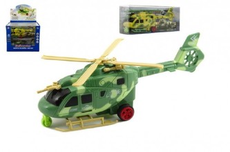 Vrtulník/Helikoptéra plast 25cm na baterie se světlem se zvukem asst 2 barvy v krabičce 8ks v boxu