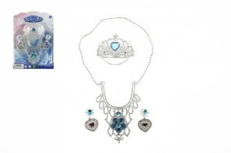Sada princezna korunka+náhrdelník+náušnice plast asst 4 druhy na kartě 18x25cm 3+