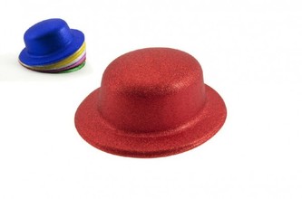 Klobouk/ buřinka se třpytkami plast 11cm; 6 barev karneval - 1 kus