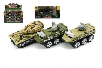 Tank/Auto vojenské/Obrněný transportér kov 7cm mix druhů 24ks v boxu