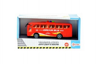 Autobus plast 16cm na baterie se zvukem se světlem na setrvačník asst 2 barvy v krabičce
