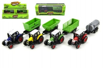 Traktor 17cm kov na zpětné natažení  4 druhy v boxu - 1 kus