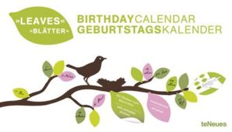 Blätter immerwährender Geburtagskalender. Leaves, Birthday Calendar