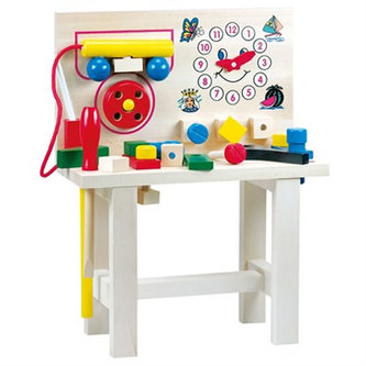 Pracovní ponk s telefonem, dřevěný