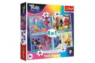 Puzzle 4v1 Trollové koncertní turné v krabici 28x28x6cm