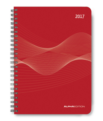 Wochenplaner A5 PP rot 2017 - Ringbindung