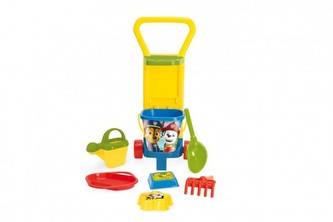 Vozík na pláž 59cm+Sada na písek plast Paw Patrol/Tlapková patrola v síťce Wader