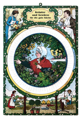 Kräuter und Gewürze für die gute Küche - Papptafel mit Drehscheibe