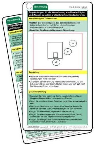 Einsatzkarte Empfehlungen für die Vernehmung von Beschuldigten und Zeugen aus dem arabisch-türkischen Kulturkreis