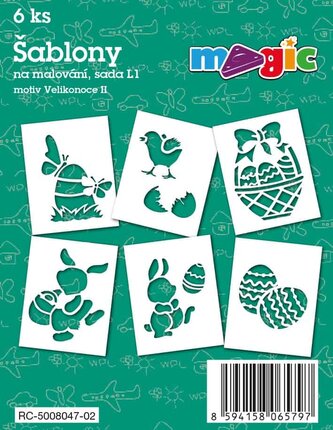Papírové šablony MAGIC, 11 x 14cm, 6ks, sada L1 - Velikonoce II.