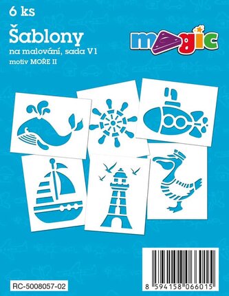 Papírové šablony MAGIC, 11 x 14cm, 6ks, sada V1 - Moře II