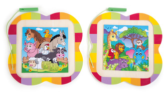 Small Foot Dřevěné magnetické puzzle veselá zvířátka