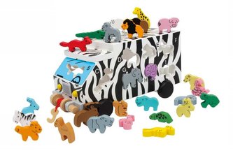 Small Foot Dřevěný ABC autobus se zvířaty