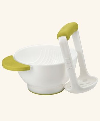 NUK Miska s puree mačkátkem na ovoce a zeleninu fialová